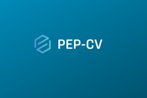 Text PEP-CV alongside a hexagonal logo